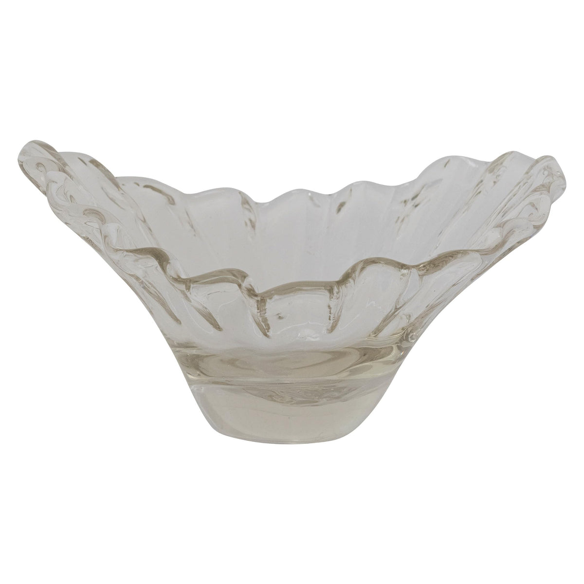 Creative Co-Op Hand-Blown Glass Pleated Organic Shaped Bowl, Clear