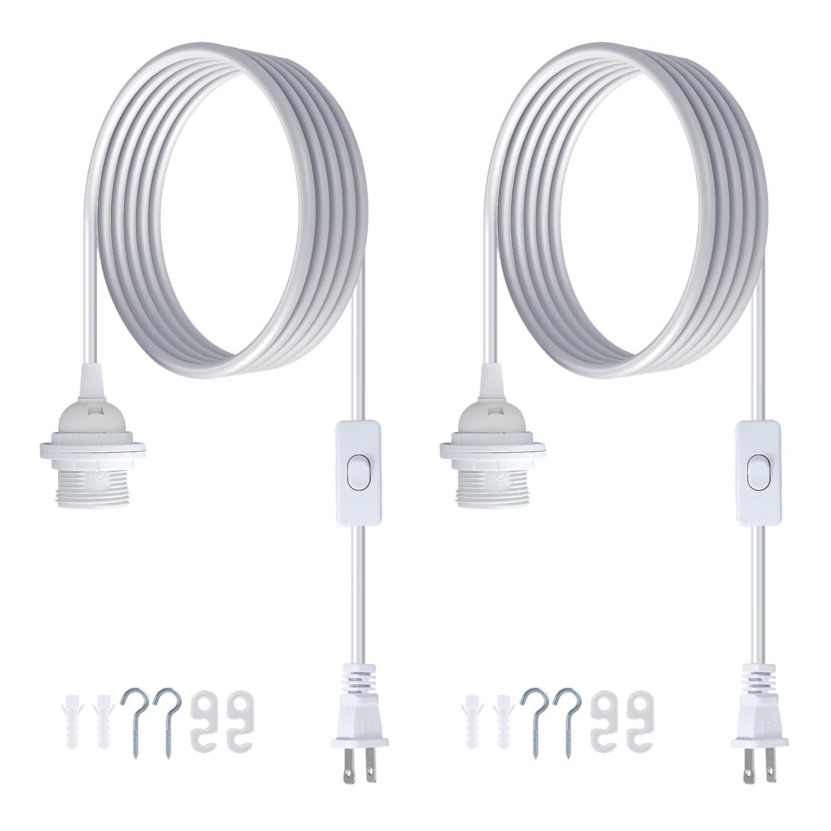 2 Pack Hanging Light Cord, 16FT E26 Plug in Pendant Light Cord with ONOFF Switch, Hanging Light Kit Light Socket Hanging Paper Lantern Light