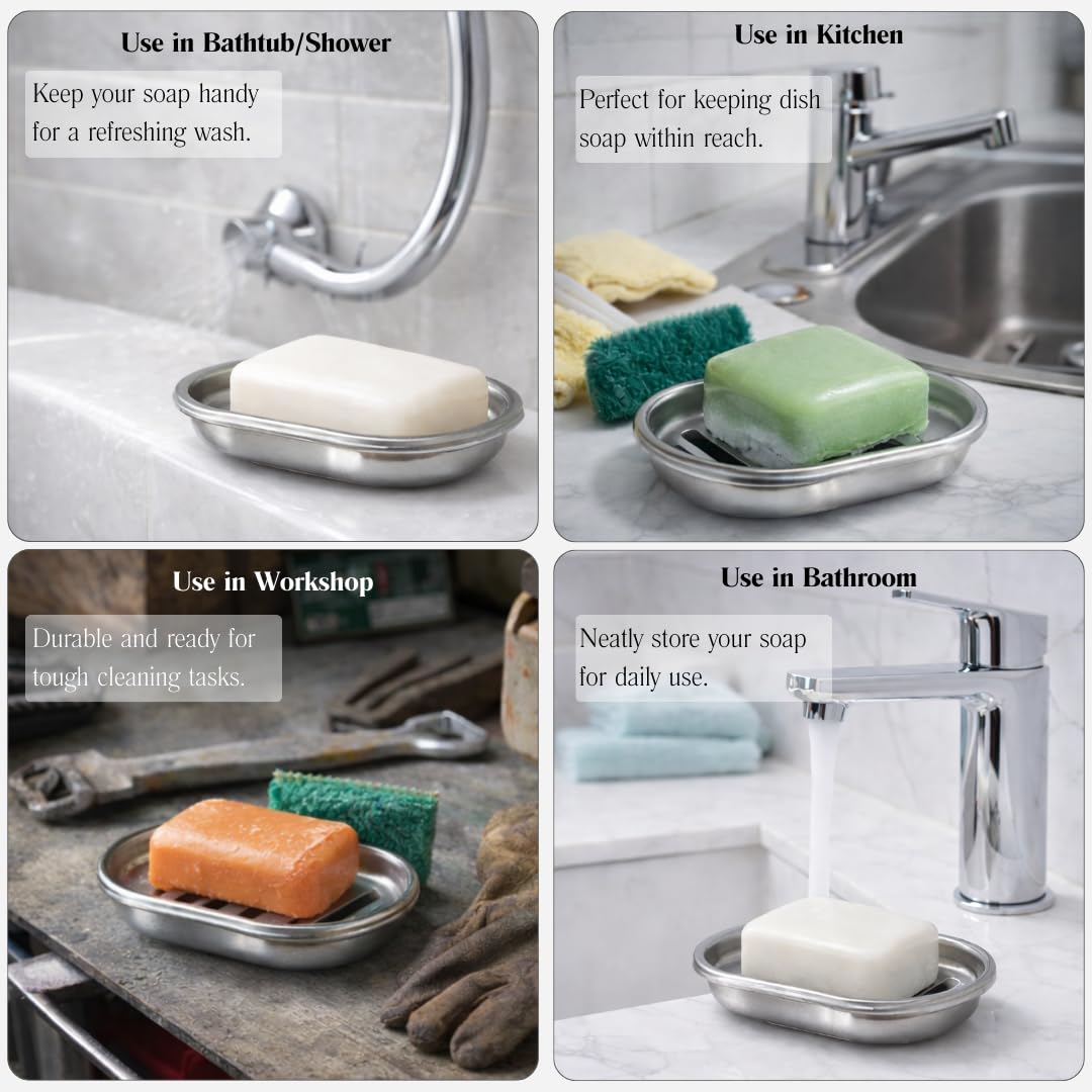 Chandler Stainless Steel Soap Dish for Shower & Bathroom Sink – Heavy Duty Metal Soap Holder, Hanging Soap Holder, Brushed Nickel Soap Dish with Drainage, Anti-Rust Stainless Steel Soap Bar Holder