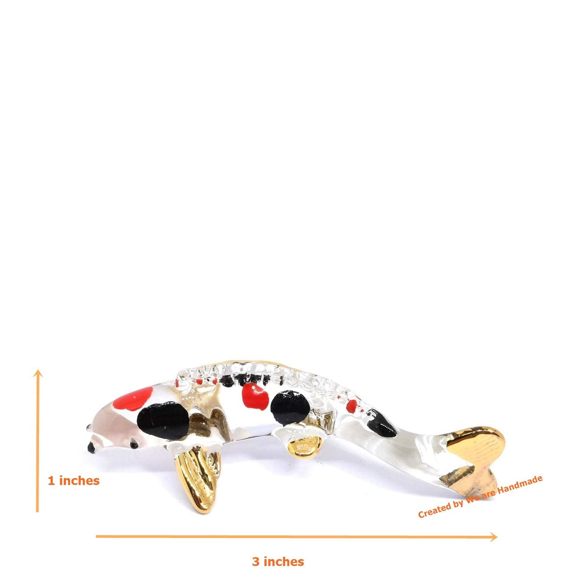 Handmade Mini 3" Koi Fish Carp Figurine Art, Cool Stuff, Miniature Animals, Home or Garden Decor Gift Ideas (Kanako Sanke Style)