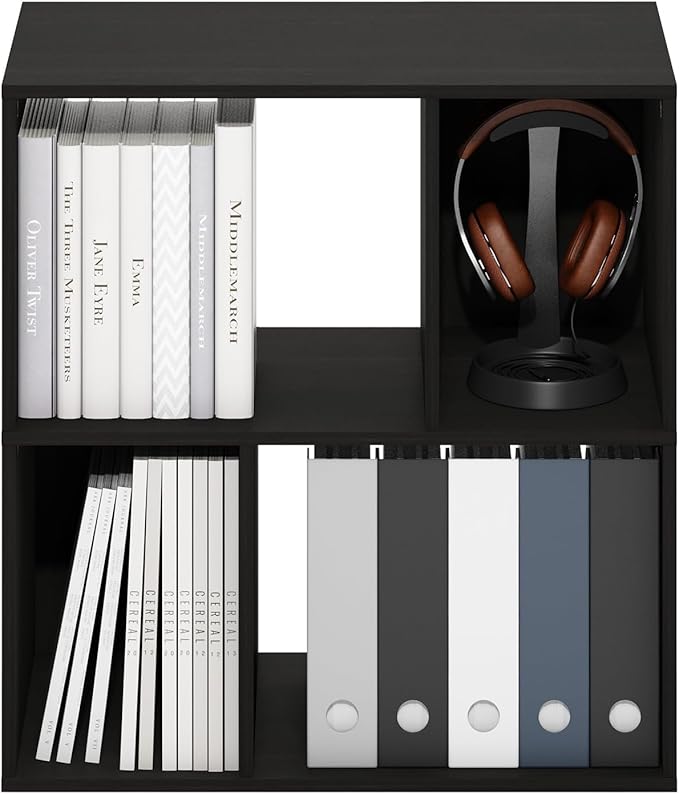 Furinno DALY Book Shelf, 4-Cube Bookshelf, Cube Storage Organizer Bookcase