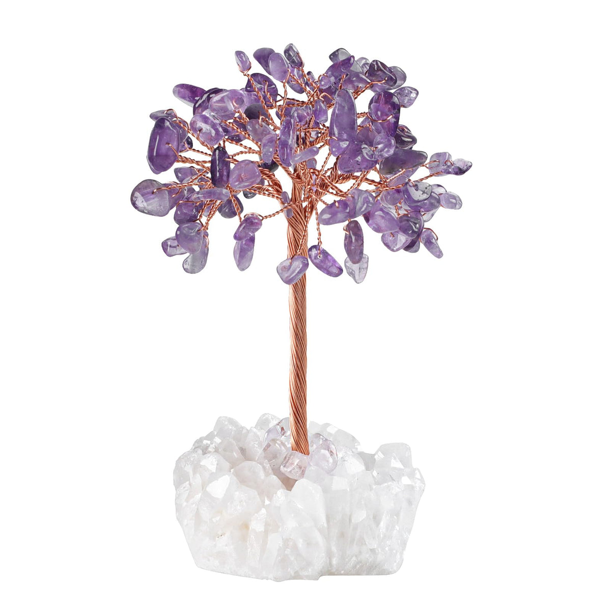 dssmboom Healing Amethyst Crystal Tree on Raw Rock Crystal Cluster Base for Home Office Decor, Handmade Feng Shui Stone Money Tree Bonsai for Wealth and Good Luck