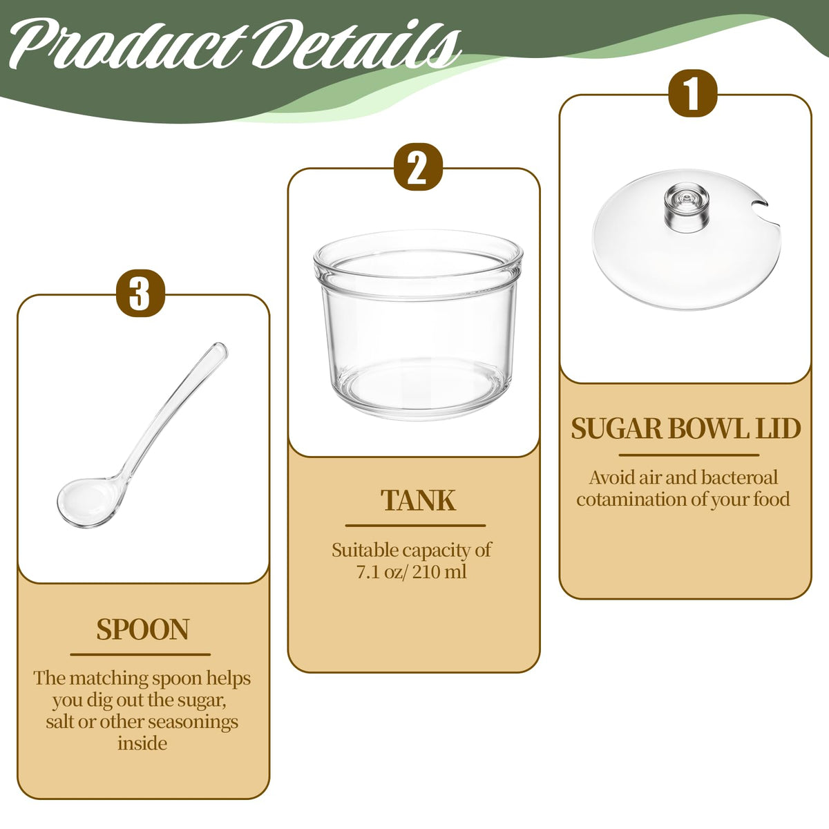 Ptwola 12 Pcs Clear Acrylic Sugar Bowl Set Sugar Containers Salt Canister with Lid and Spoon Perfect for Serving Condiment Candy Coffee Tea Spices (7.4 oz)
