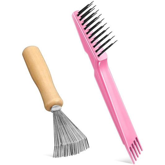 Boao 2 Pieces Hair Brush Cleaning Tool Comb Cleaner Brush Mini Comb Cleaning