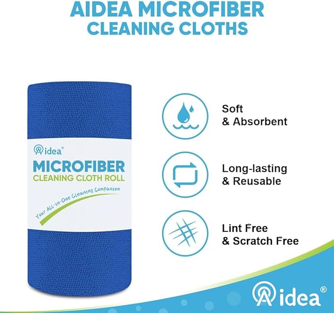 AIDEA Microfiber Cleaning Cloth Roll, Reusable Paper Towels Tear Away Cloth