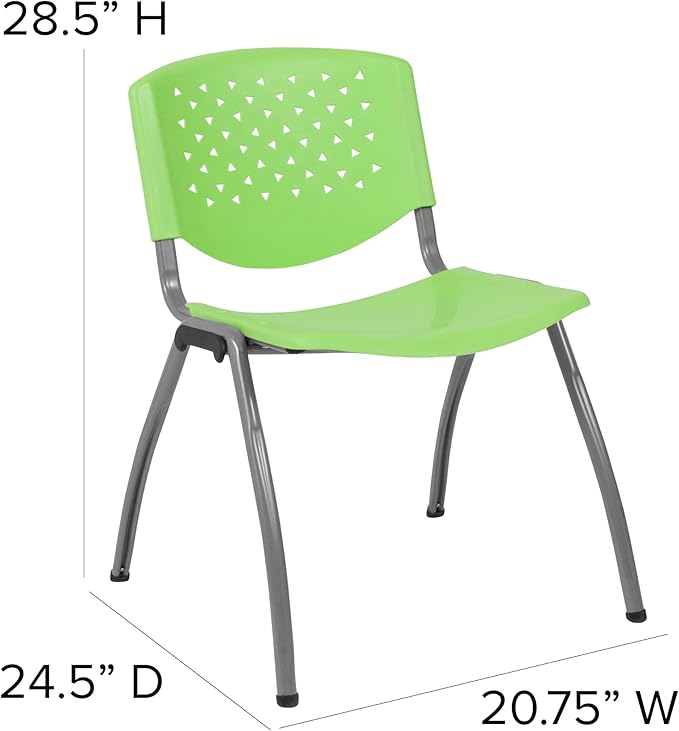 Flash Furniture HERCULES Series 880 lb. Capacity Green Plastic Stack Chair