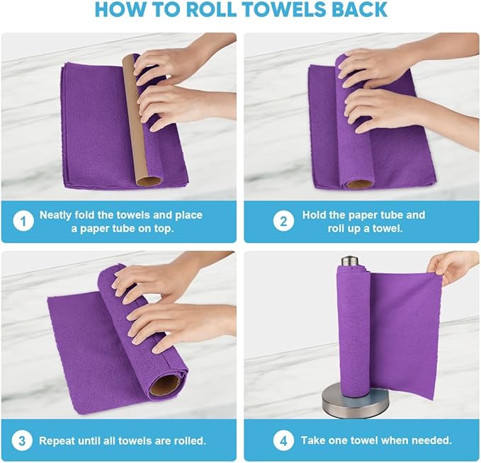 AIDEA Microfiber Cleaning Cloth Roll, Reusable Paper Towels Tear Away Cloth
