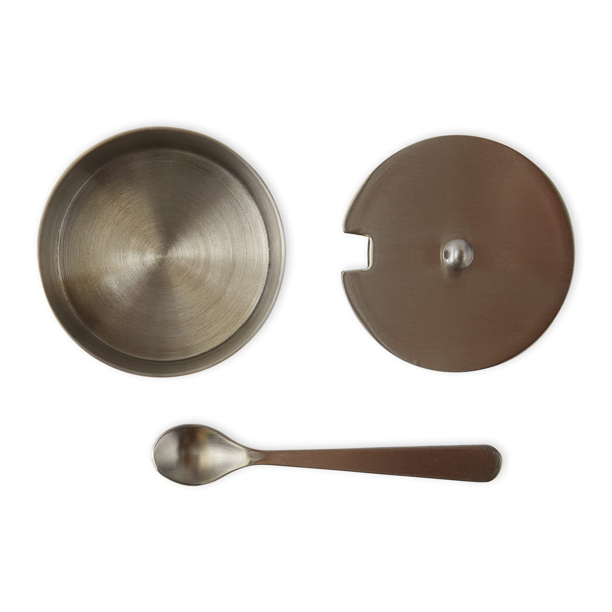 RSVP International Endurance Kitchen Collection Salt Cellar Set with Spoon, 2-Ounce, Brushed Stainless Steel