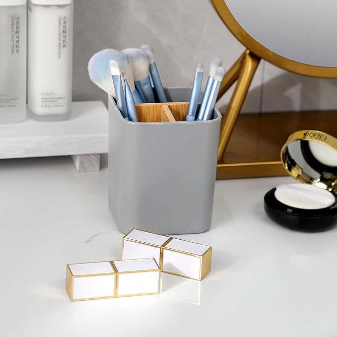 Bamboo Toothbrush Holder for Bathrooms, 3 Slots Toothbrush and Toothpaste