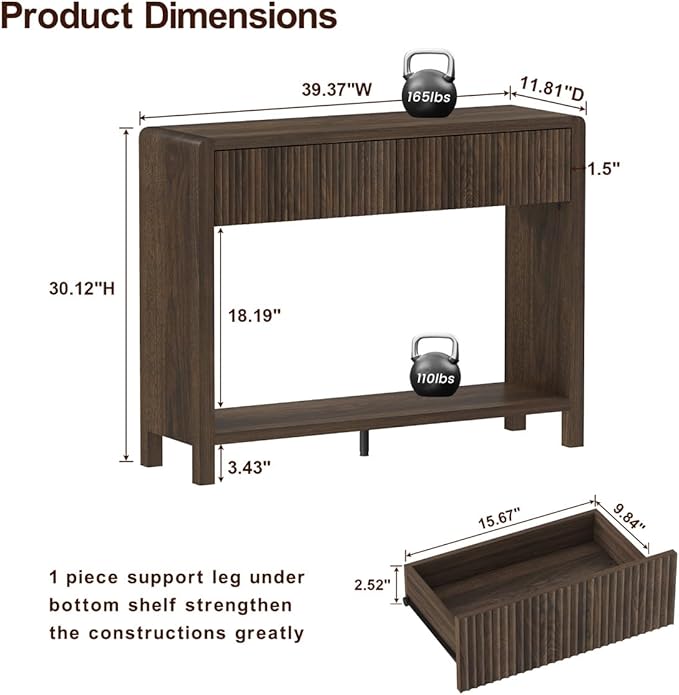 FATORRI Console Entryway Table, Narrow Wooden Sofa Table