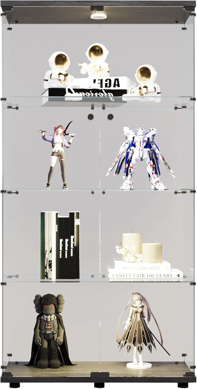 FLYMUHJIA 4-Shelf Tempered Glass Display Cabinet