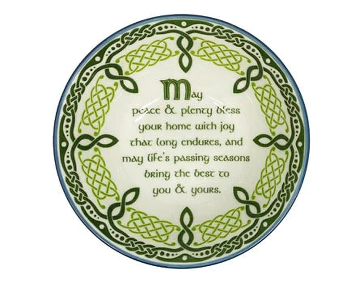 Royal Tara Irish Ceramic Blessing Bowl Shamrock Celtic Knotwork Kitchenware Gift Serving Soups Stews Salads Bone China Mixing Bowl for Kitchen (Ceramic, Blue-May the Road Rise Blessing 5.5")