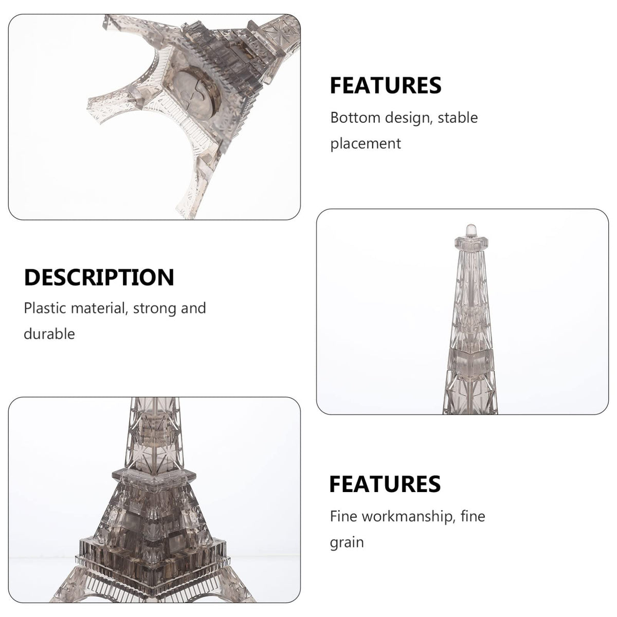 Toyvian Transparent Eiffel Tower 3D Crystal Puzzle Decorative Jigsaw Building Block Model Educational Toy for Toddlers Hands-on Matching and Recognition 1 Set
