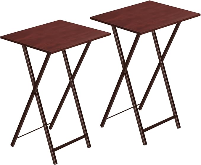 HOOBRO Folding TV Tray Tables, Industrial Snack Tables