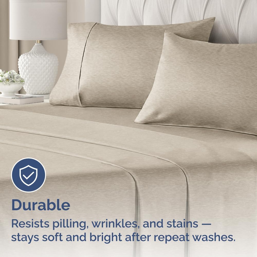 Queen Pillow Cases by [Brand Name] - Ultra Soft Hotel Quality Covers | Wrinkle-Free & Fade Resistant - 2 Piece Set in Heathered Beige