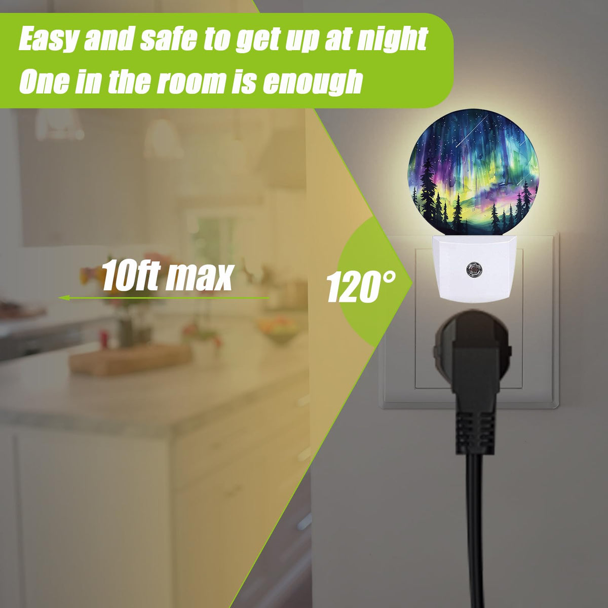 COSHARKLY Aurora Forest Night Light,Plug-in Night Lights with Dusk-to-Dawn Sensor for Bedroom Bathroom and Living Room Sleep Friendly lamp