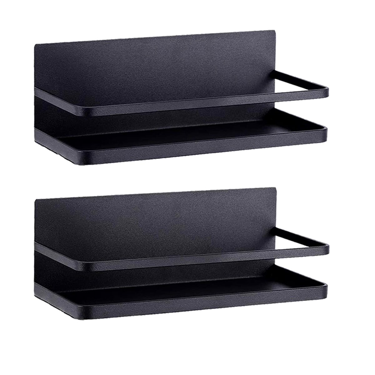 ELESEI Magnetic Spice Rack Refrigerator Side Magnetic Spice Rack Kitchen Magnetic Shelf Magnetic Fridge Shelf Perfect Space Saver for Kitchen/Apartment 2 Pack (Black)