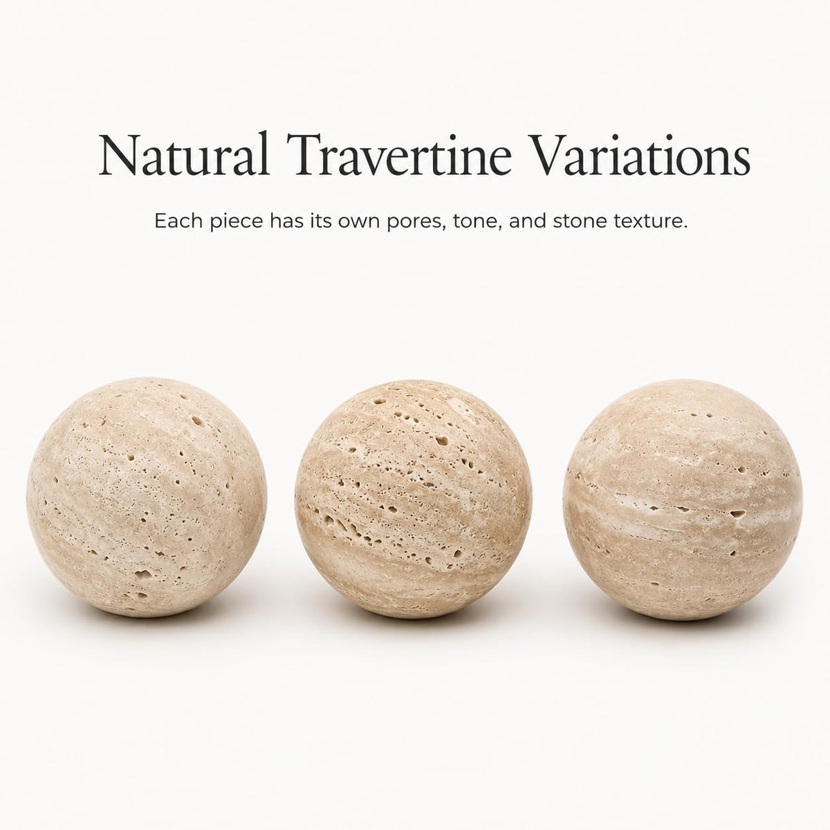 Artisanal Abode Natural Travertine Decorative Sphere, 3.94 Inch Stone Ball Decor, Hand-Polished Beige Orb Accent for Coffee Table, Shelf, Dresser and Living Room