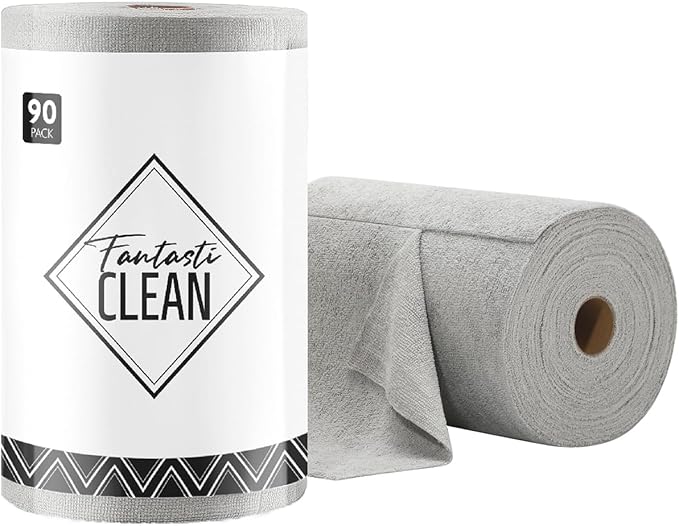 Fantasticlean Microfiber Cleaning Cloth Roll -90 Pack, Tear Away Microfiber