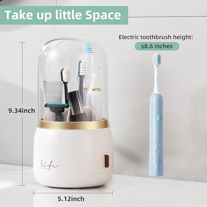 Toothbrush Holders for Bathrooms, Rotating 7 Slots Electric Toothbrush Holders