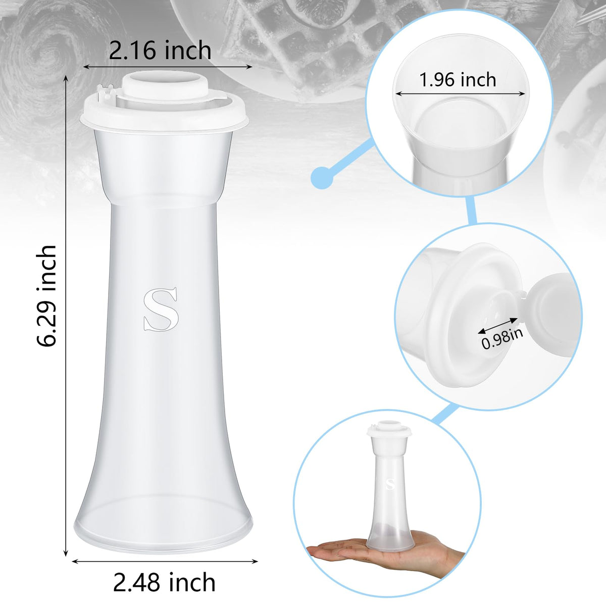 Set of 2 Plastic Salt and Pepper Shakers with Lids Large Salt Shaker Pepper Container Vintage Tall Hourglass Camping Picnic Outdoors Travel Spice Set for Home Picnic Kitchen(Classic,Black White)