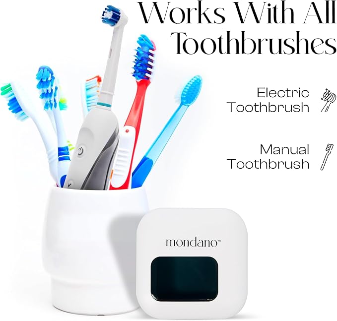 Mondano UV-C Toothbrush Sanitizer and Holder, Toothbrush Case