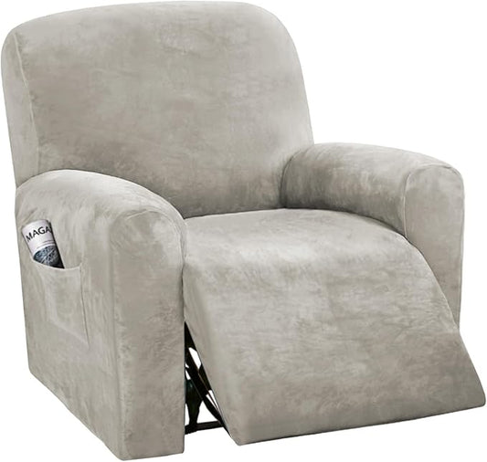 H.VERSAILTEX 4-Pieces Recliner Chair Covers Velvet Stretch Reclining Couch