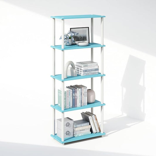 Furinno Turn-N-Tube Book Shelf, 5-Tier Bookshelf, Bookcase