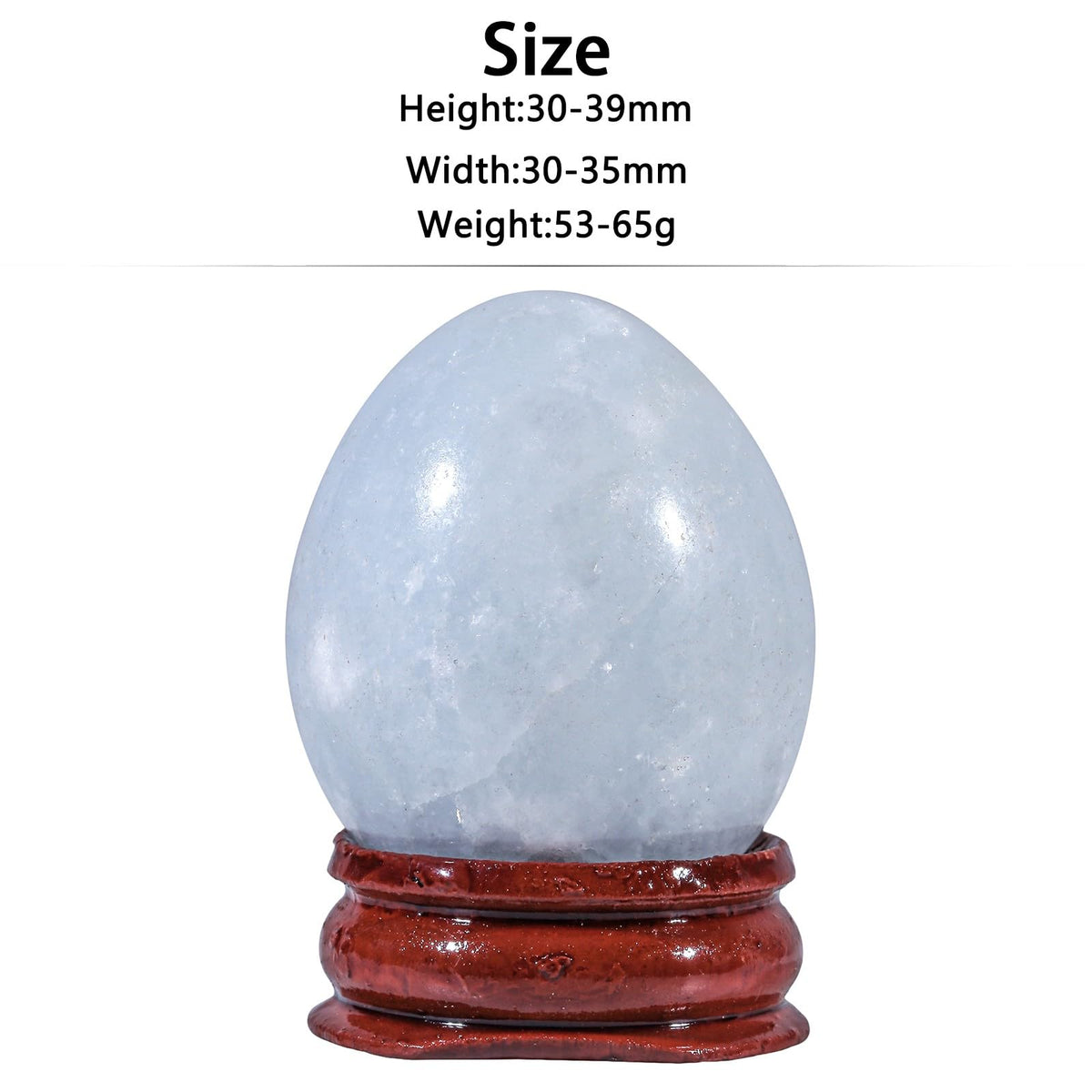 Rockcloud Natural Blue Celestite Crystal Egg Sphere with Wood Stand, Polished Stone Egg Figurine Ornament Decoration for Meditation, 30-39mm