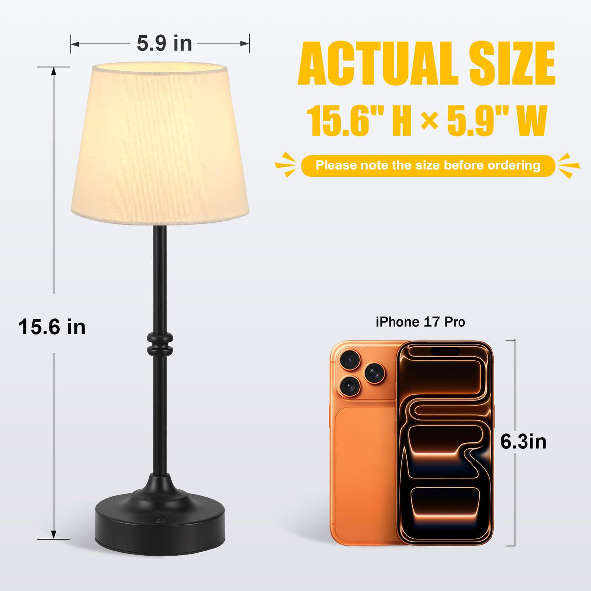 Kakanuo Rechargeable Cordless Table Lamp Black - 2 Pack 4000mAh Battery Operated Lamp, 3000K Warm Light, Touch Control Stepless Dimming, for Bedside, Dining Table, Home Decor