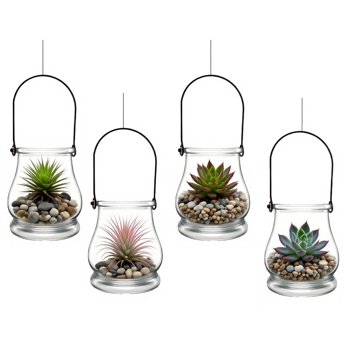 4PCS Hanging Candle Holder for for Wedding Ornaments,Glass Tea Lights Candles Holders,Clear Terrarium Containers Small Glass Globes Ornament Votive Candleholders for Party Celebration Decoration