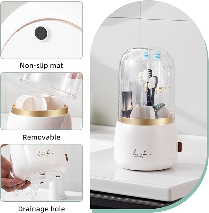 Toothbrush Holders for Bathrooms, Rotating 7 Slots Electric Toothbrush Holders
