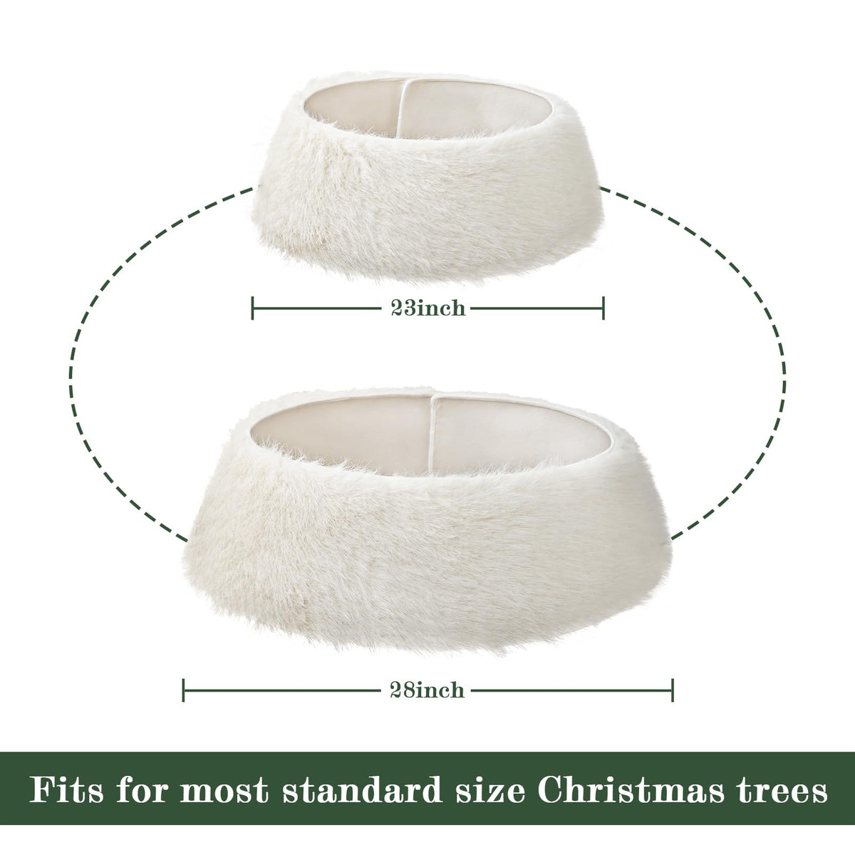 Bunny Chorus Christmas Tree Collar: Snow White Luxury Thick Plush Faux Fur Xmas Tree Collars Cover, Rustic Size Adjustable Tree Skirt for Holiday Decorations