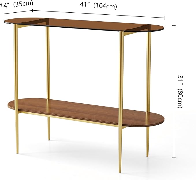 LumFurn Oval Glass Console Table