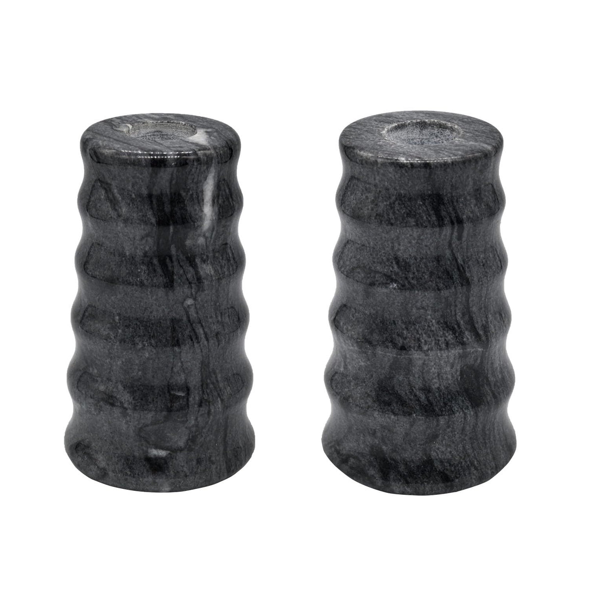 Marble Candlestick Holders, Set of 2 Natural Stone Candle Holder Decorative Candle ，（Marble Black）