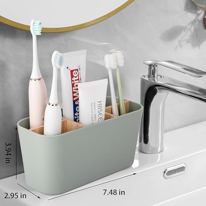 Toothbrush Holders for Bathrooms, Bamboo Tooth Brush Holder