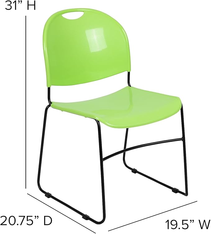 Flash Furniture HERCULES Series 880 lb. Capacity Green Ultra-Compact Stack Chair