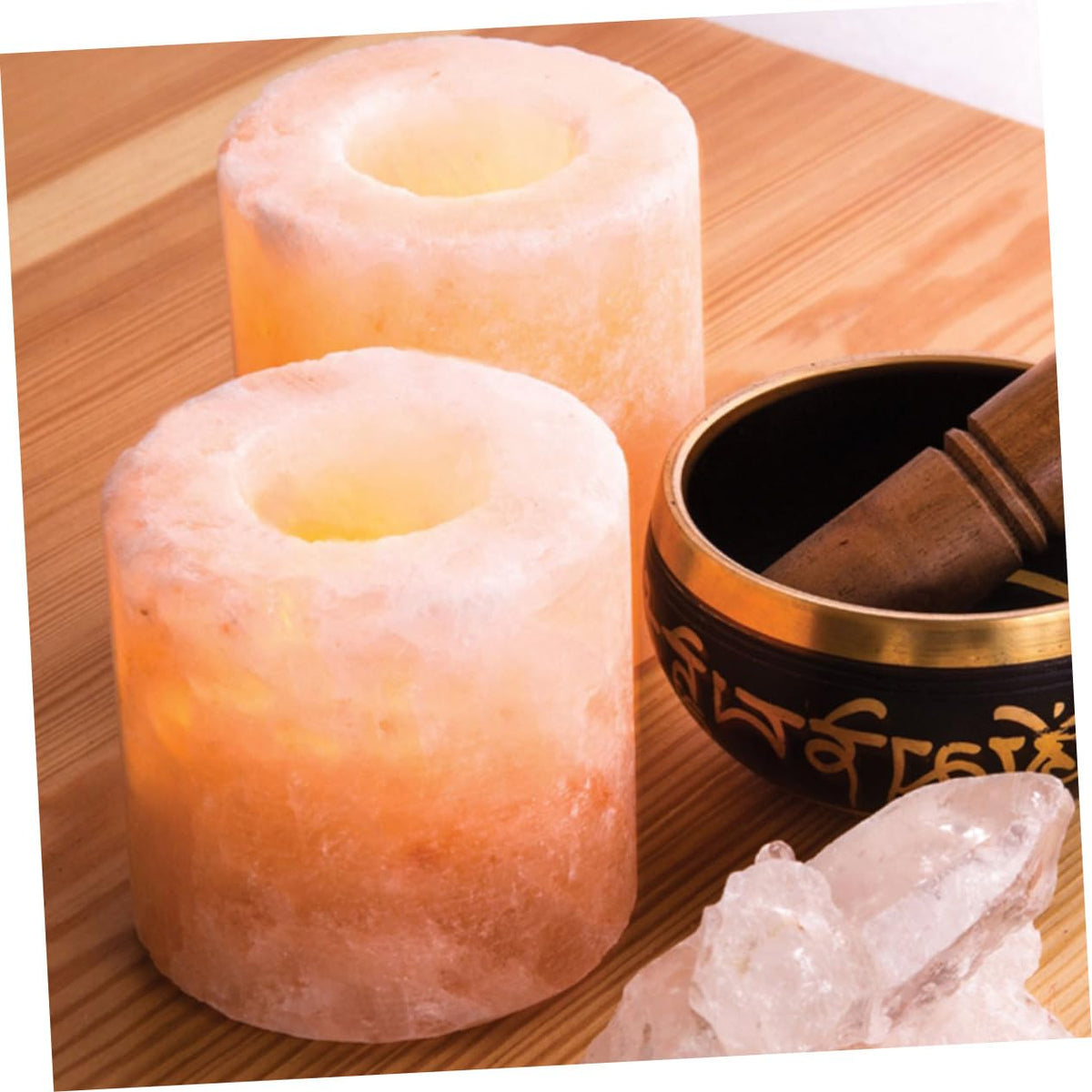 Healifty Himalayan Crystal Salt Candle Holder Adjustable Taper Candle Stand for Meditation Yoga and Home Decor Natural Handcrafted Decorative Centerpiece for Dining Table and Relaxation