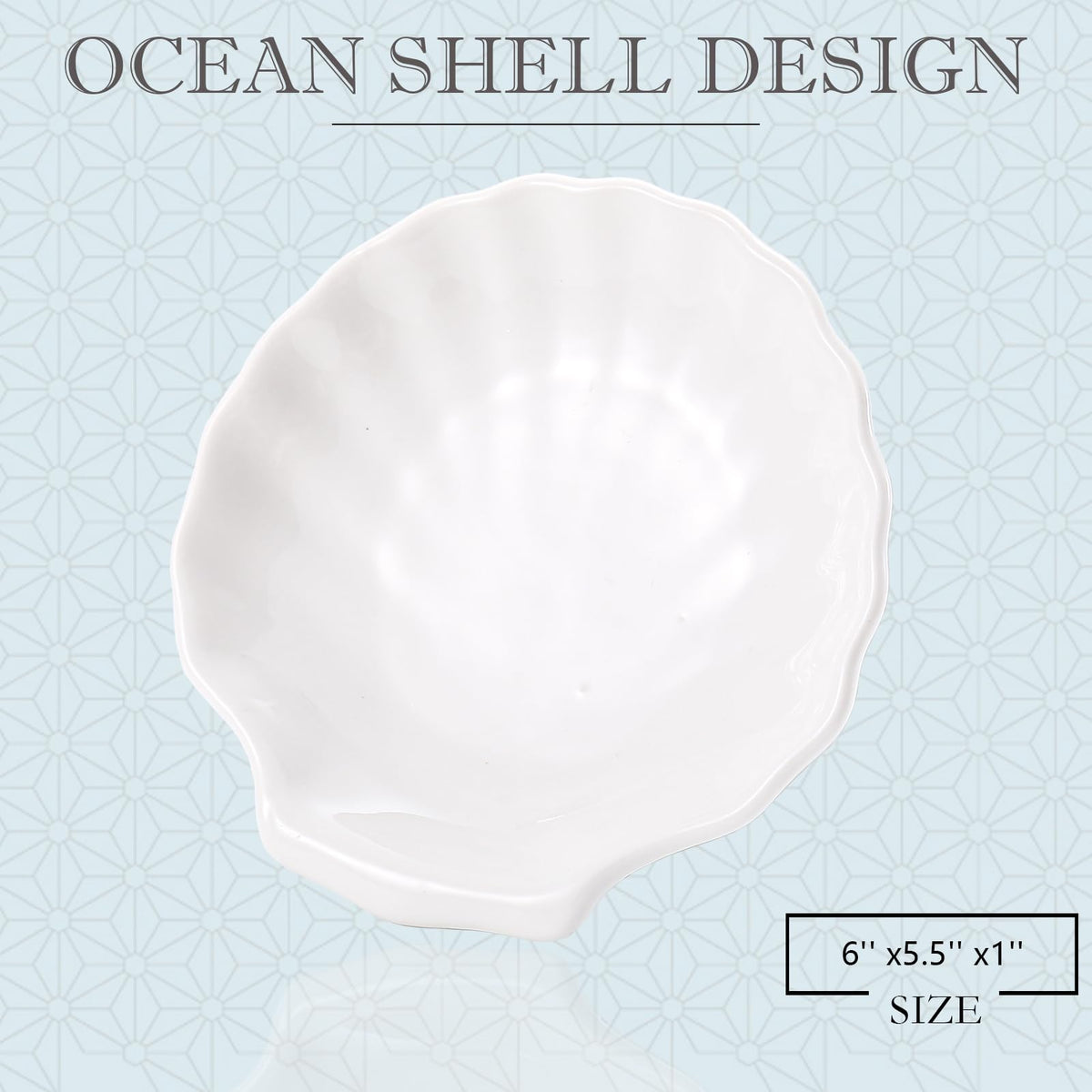CCINPPY Shell Ring Dish Tray, Ceramic Jewelry Tray Trinket Dish, Seashell Key Holder Bowl, Beach Room Coastal Decor Aesthetic, Ocean Bathroom Counter Decor, White, Large