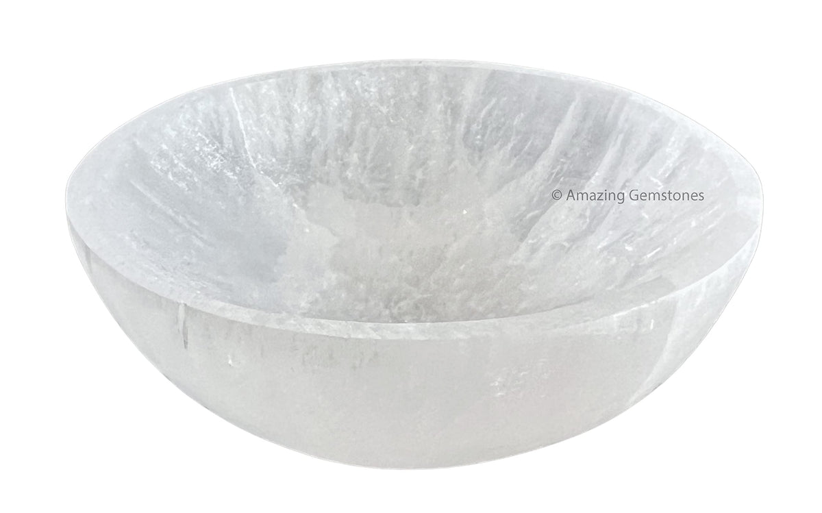 Amazing Gemstone Selenite Bowl - 4" Round Selenite Crystal to Charge your Healing Stones and Crystals - Selenite Charging Plate Bowl