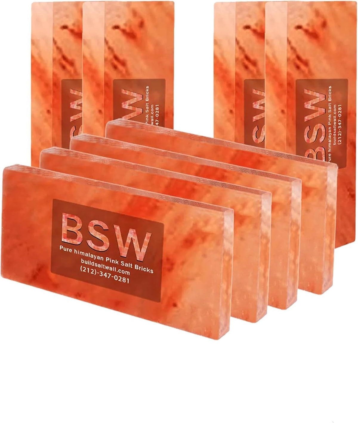 Bulk Himalayan Salt Tiles for Sauna Spa, 8 x 4 x 0.75 Inches, Natural Pink Salt Bricks Stone Blocks for Building Sauna Room, Spa Walls, Massage, Dry Aging, Wellness Centers, Home DIY Decor (10, Pink)
