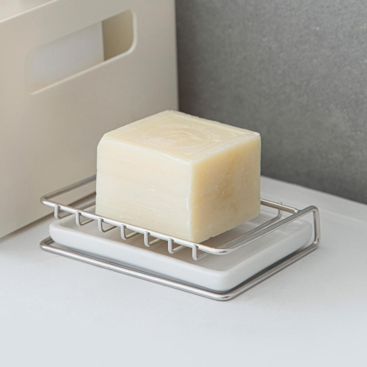 Shimoyama Stainless Steel Soap Dish with Drip Tray for Bathroom Sink, Kitchen and Shower - Quick Drying Soap Holder Keeps Counter Clean and Organized