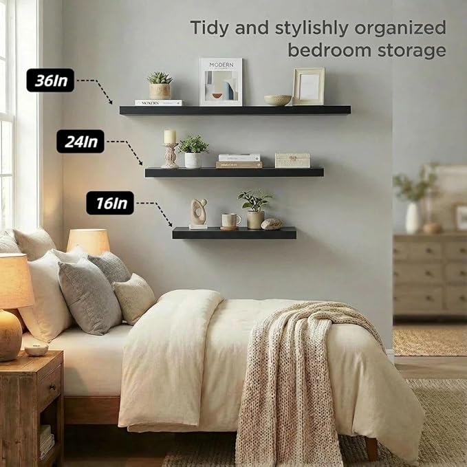 SAUMONIERES Floating Shelves Wall Shelf Solid Wood