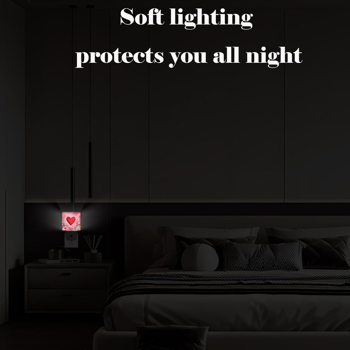 FSHVQKD Red Love Hearts Night Light,Plug-in Nightlights Auto Sensor Night Lamp Dusk-to-Dawn Lamp Home Decor for Nursery Children Girls Boys