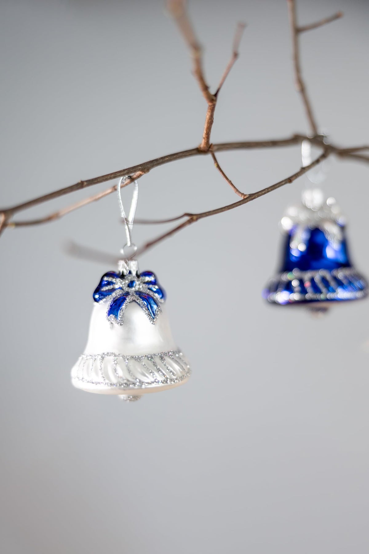 Polish Gallery Mini Glass Tree Ornaments White Jingle Bell Handcrafted Mouth Blown Glass 1 Inch Mini Ornaments Tiny Christmas Ornaments Made in Poland