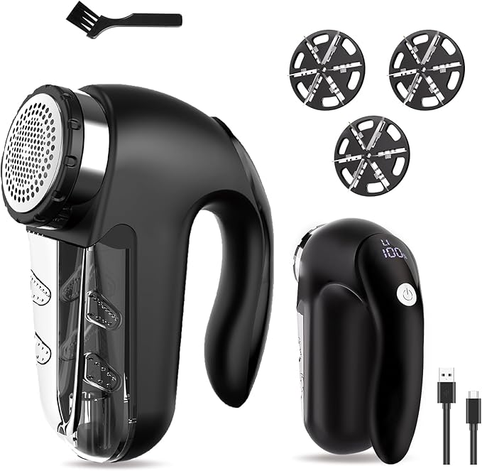 Electric Fabric Shaver with LED Display, 2-Speeds Lint Remover, Rechargeable
