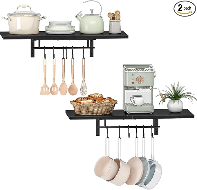 CHOEZON Wall-Mounted Pot Racks, Floating Shelves, Wall Shelves, Vintage Pot