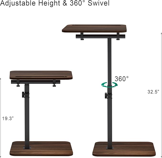 360° Swivel Sofa Side Table for Couch