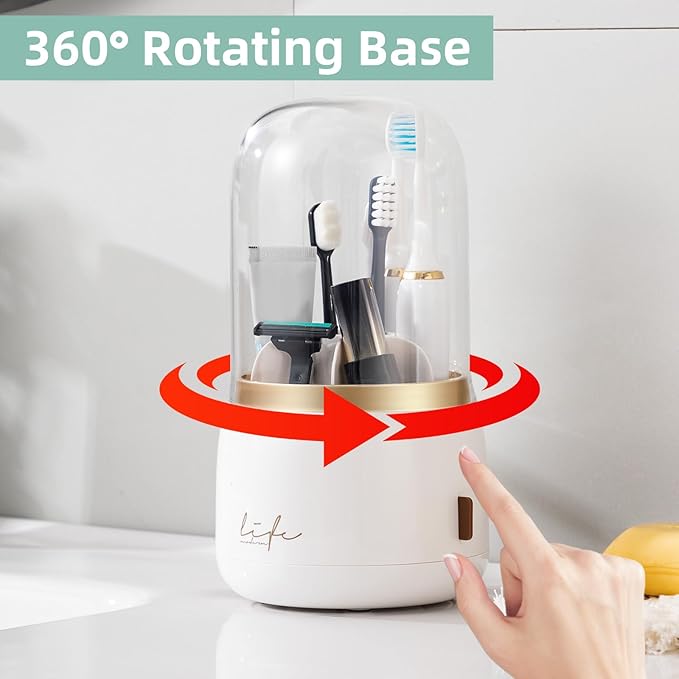 Toothbrush Holders for Bathrooms, Rotating 7 Slots Electric Toothbrush Holders