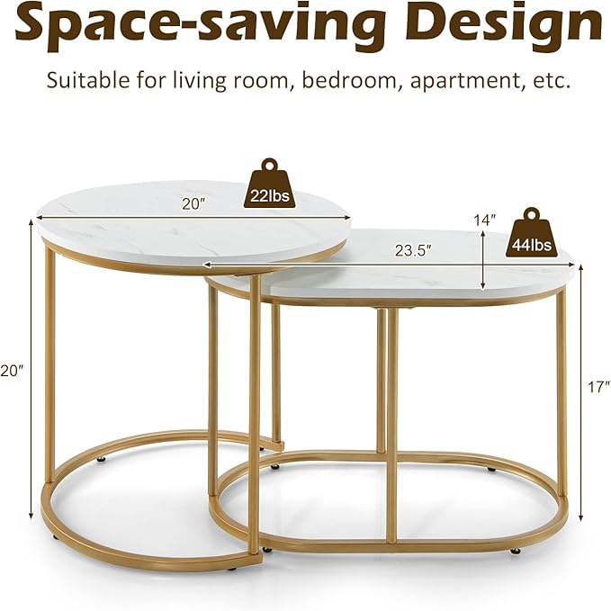 Giantex Modern Nesting Coffee Table Set of 2, Coffee Table & End Table Sets